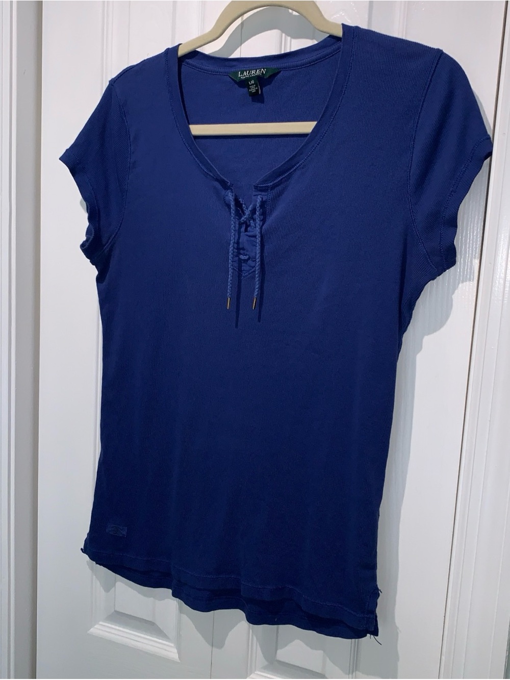 Ralph Lauren Navy Short Sleeve Lace-Up Tee